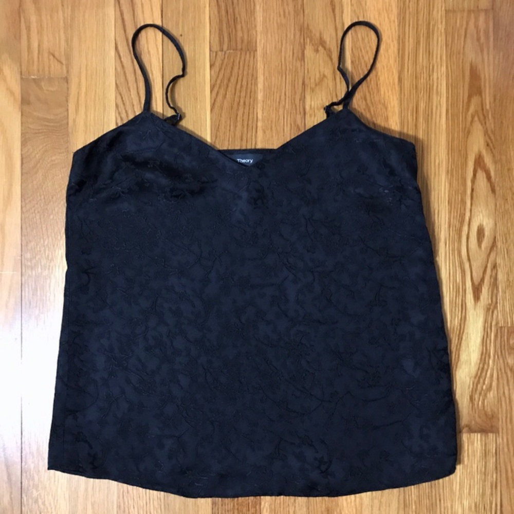 New Theory black satin Sakshee tank top cami